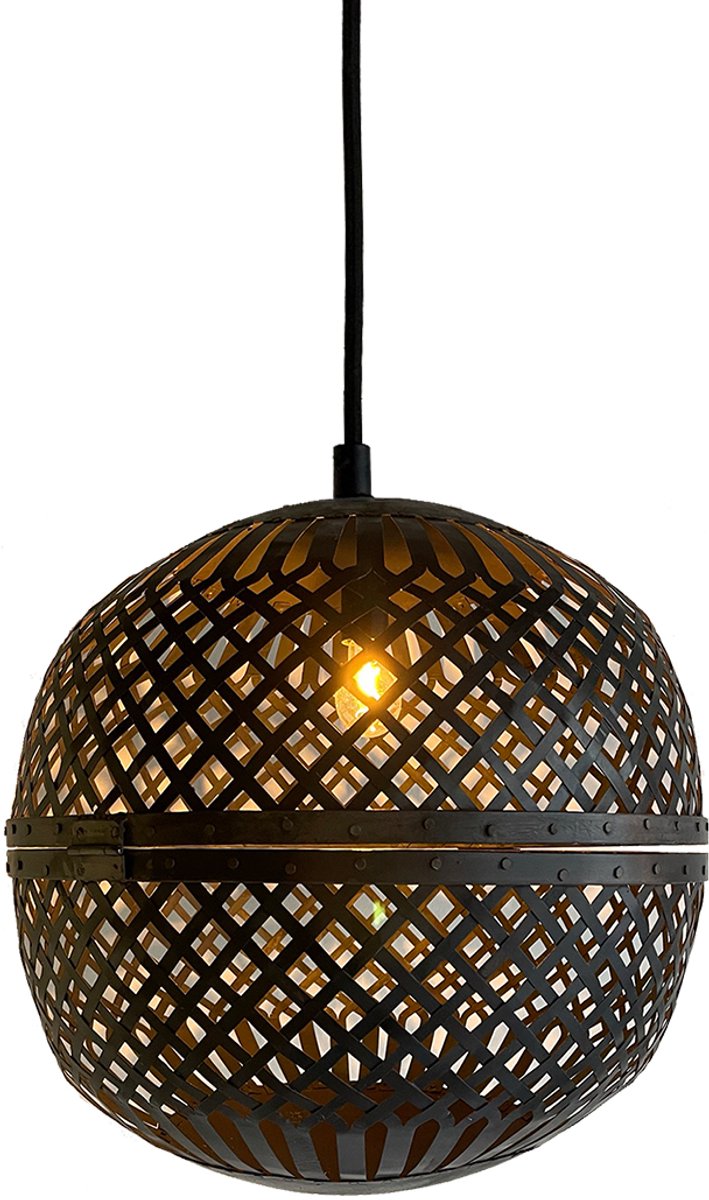 by Mooss - Hanglamp - Marrakech - ijzer - Vlechtwerk - Stoer - Bol - Ã˜ 30 cm
