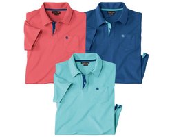 ATLAS FOR MEN - Set van 3 polo’s Casual Summer - Heren - Verkrijgbaar in grote maten - L