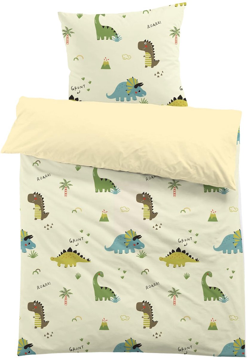 My Ninki ® Levendig Dinosaurus Dekbedovertrek voor Kinderen met 3D-Print en Kussensloop in Zachte Microvezel
