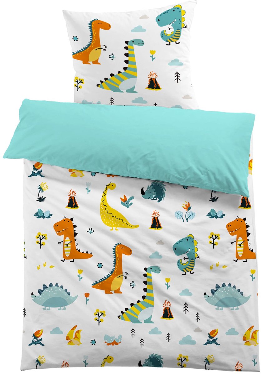 My Ninki ® Speels Dekbedovertrek met 3D Dinosaurus Print voor Kinderen - Inclusief Kussensloop dinosaurus 04
