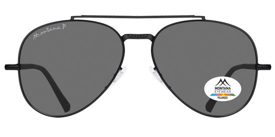 Montana Zonnebril Piloot Polarized Zwart montuur / Grijs Smoke glas MP185E van Montana. — afbeelding 2