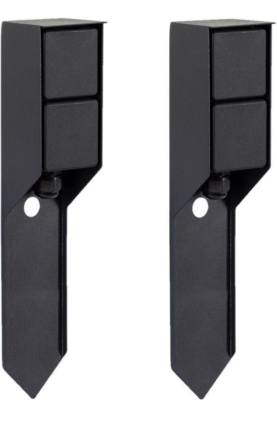 Set de 2 prises de jardin extérieures à double piquet noires - Penaarde - Résistantes aux intempéries