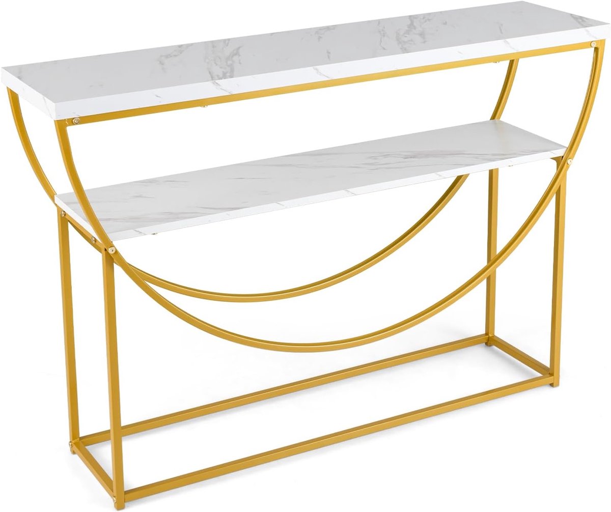 COSTWAY Consoletafel, smal, ingangstafel, 120 cm lang, 2 niveaus, banktafel, woonkamertafel, ideaal voor hal en woonkamer, 120 x 30 x 80,5 cm