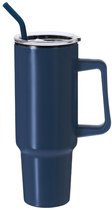 Warmhoudbeker/thermosbeker STANFORD - zeer grote koffiebeker - RVS - blauw - 1200 ml - Reisbeker/tumbler beker