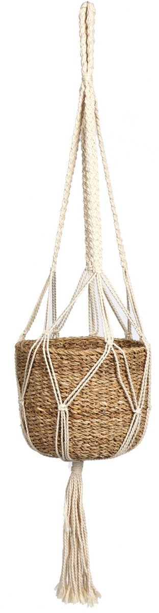 "NATURAL LIVING" Hangende macramé met plantenhanger van zeegras H120CM