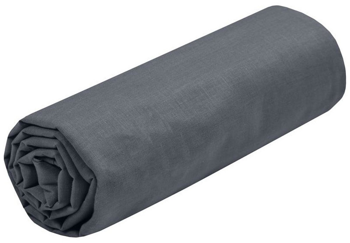 Stof Textiles Hoeslaken Eden - twijfelaar - 140 x 190/200 cm - donkergrijs - hotelkwaliteit - ademend katoen - 30 cm matrasdikte