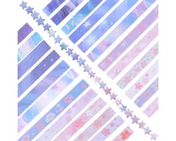 Origami Star Papierstrip 1200 stuks dubbelzijdig bedrukt - Sakura en Starlight thema, 24 patronen
