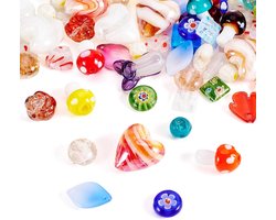 Millefiori Lampwork glaskralen gemengde vormen goud zand losse kralen voor sieraden maken 100 g/zak - PandaHall.