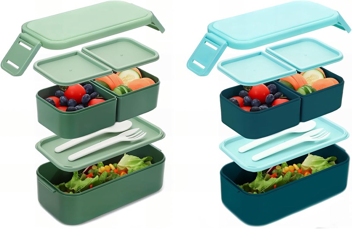 Kinderen Lunchbox met Vakken - 1300 ml, Lekvrij & Duurzaam, 2-in-1 Bento Box