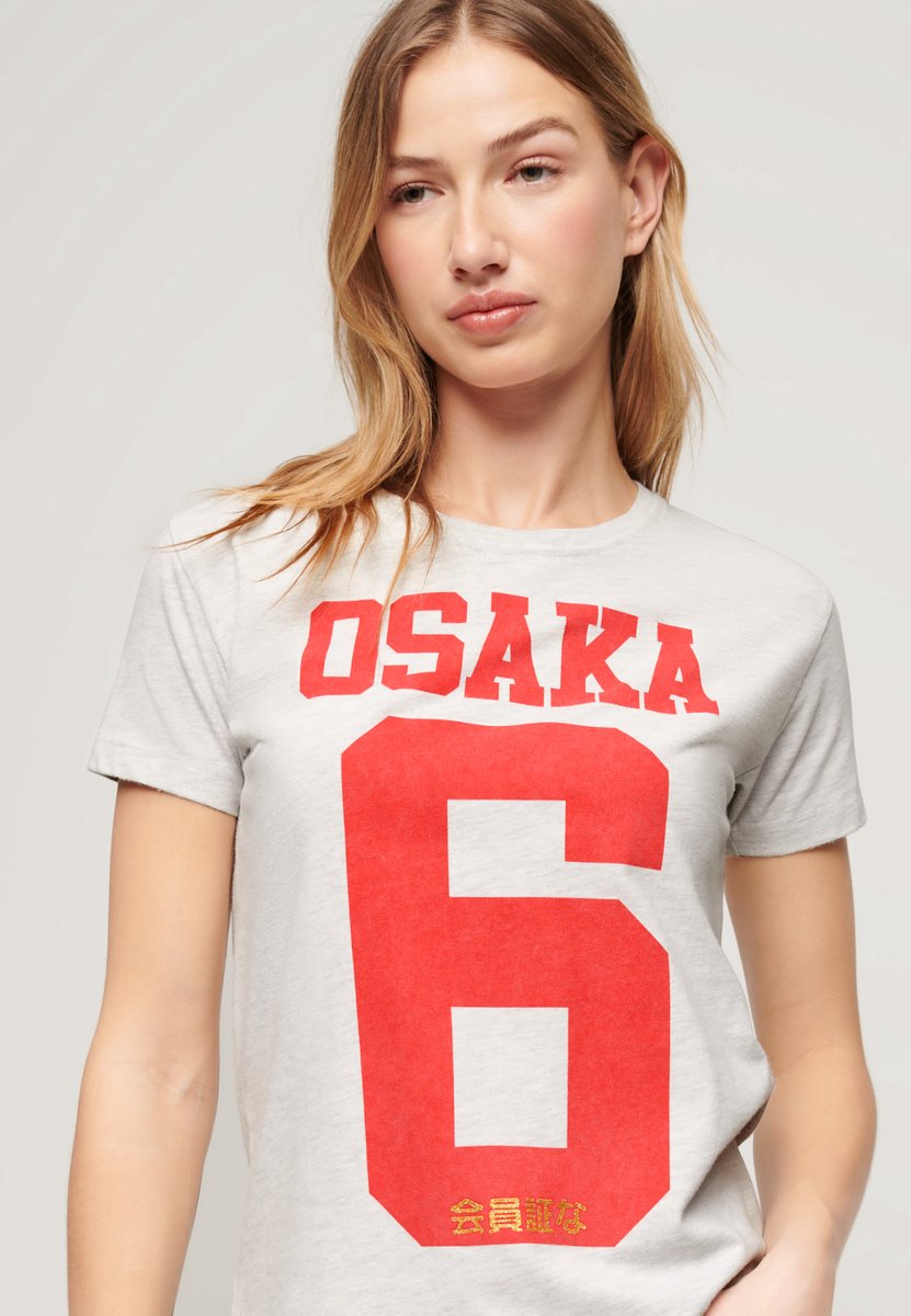 Superdry Aansluitend Osaka T-shirt met grafische print Dames T-shirts Ice Marl