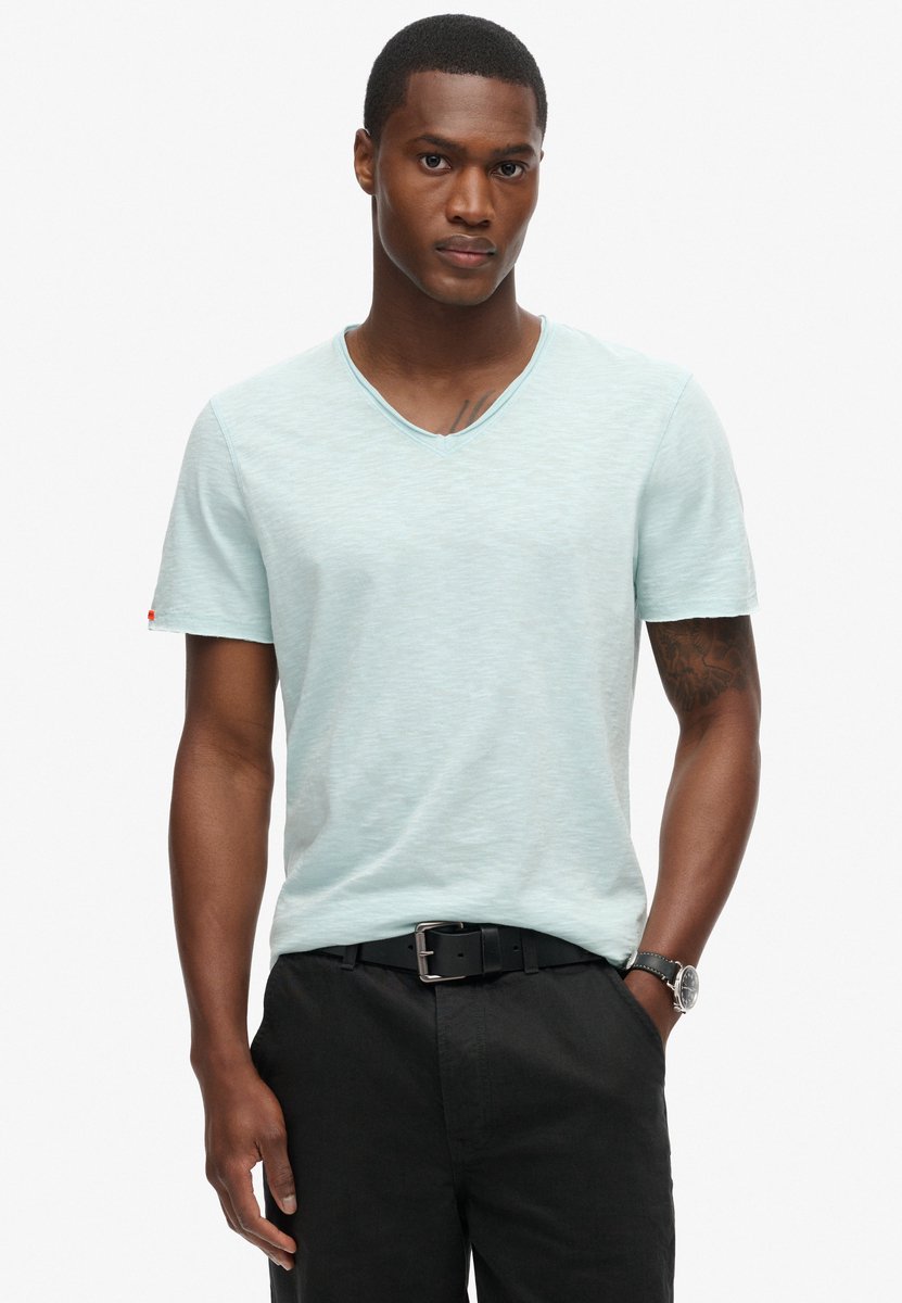 Superdry T-shirt Raw Edge Slub T Shirt M1012076a Powder Mannen Blauw