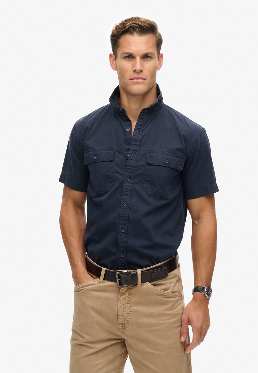 Superdry Military overhemd met korte mouwen Heren Shirts Marineblauw