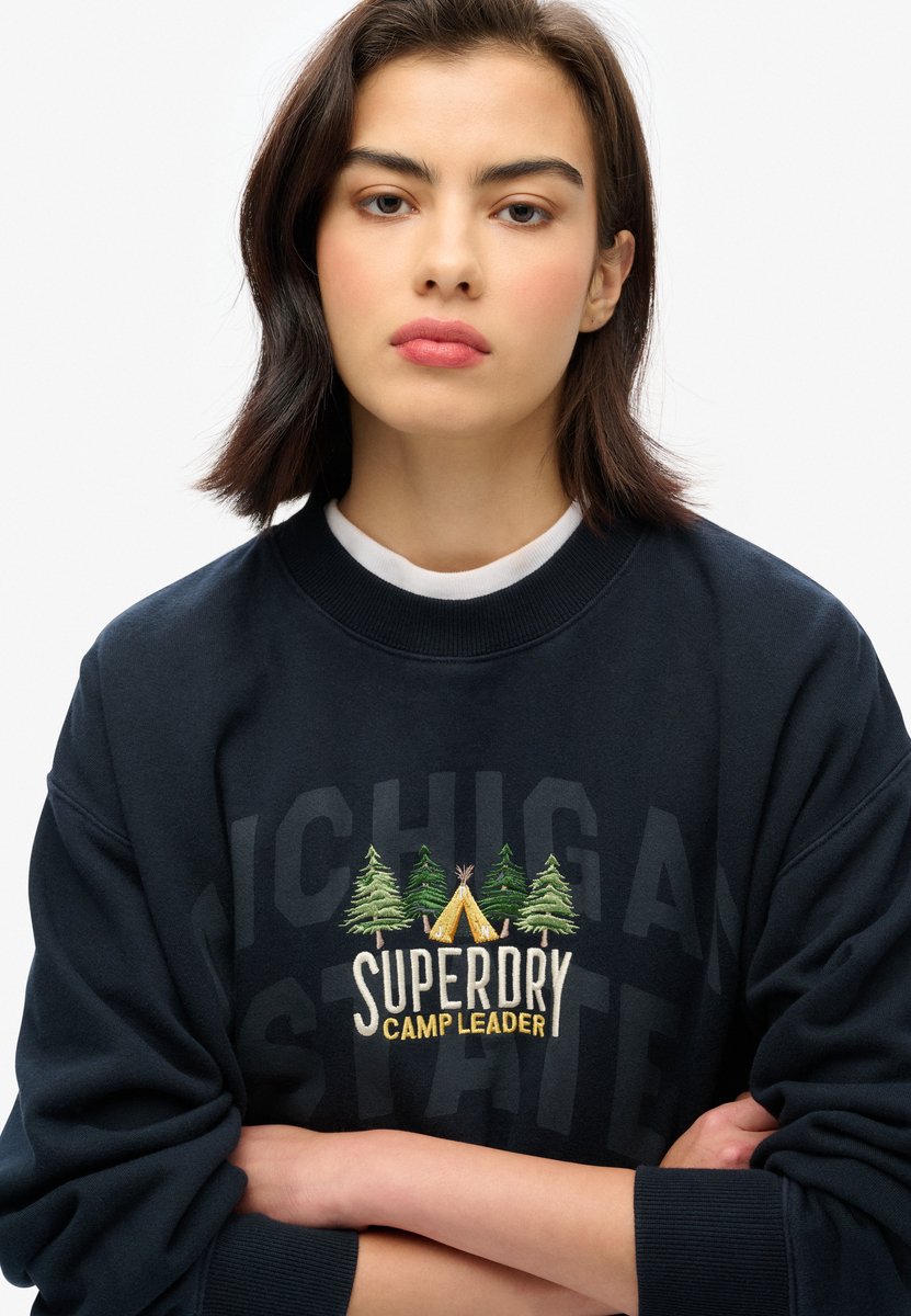 Superdry Travel Souvenir sweatshirt met ronde hals en losse pasvorm Dames Truien Marineblauw
