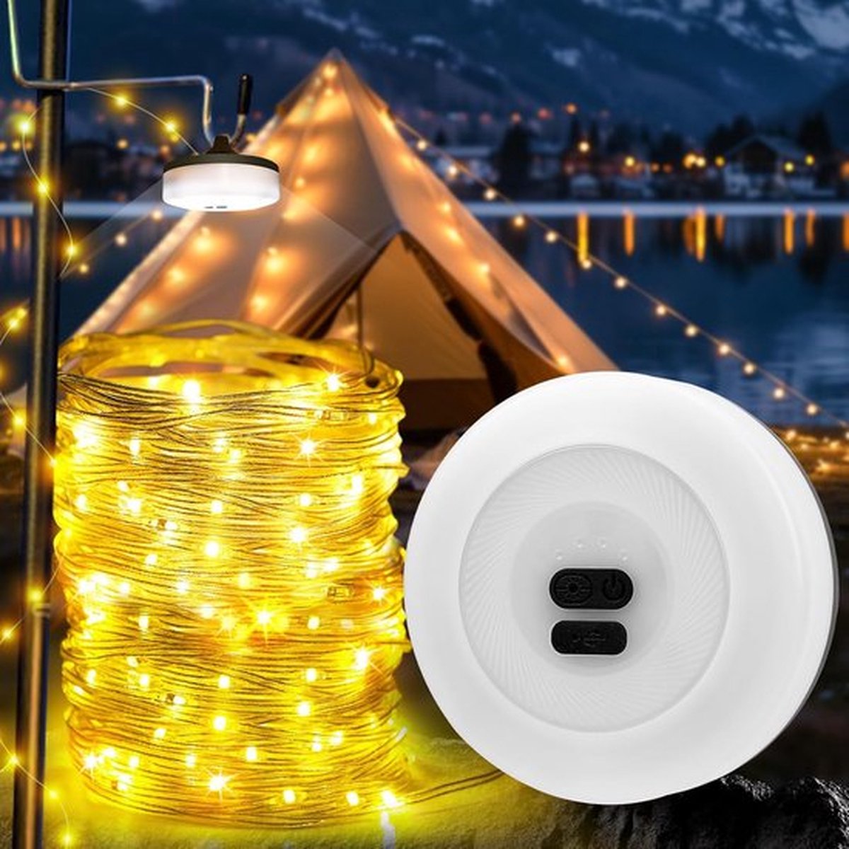 Fairy lichten camping rollbar 10 M fairy lichten alpine wolk fee lichten camping licht 2 in 1 IPX4 1800 mAh 30 s roll up led fairy lichten draagbare USB fairy lichten outdoor fairy lichten