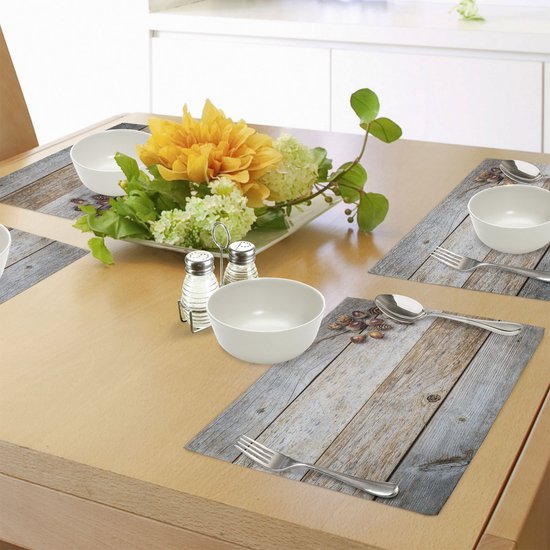 Set de 4 sets de table pour table à manger, tissu lavable avec dos antidérapant, motif photo rustique de glands