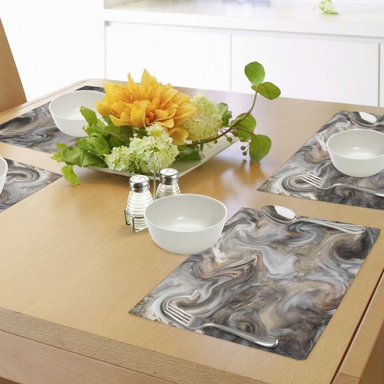 New de 4 Set de table à manger en tissu lavable avec envers antidérapant, motif marbre et pinceau rétro