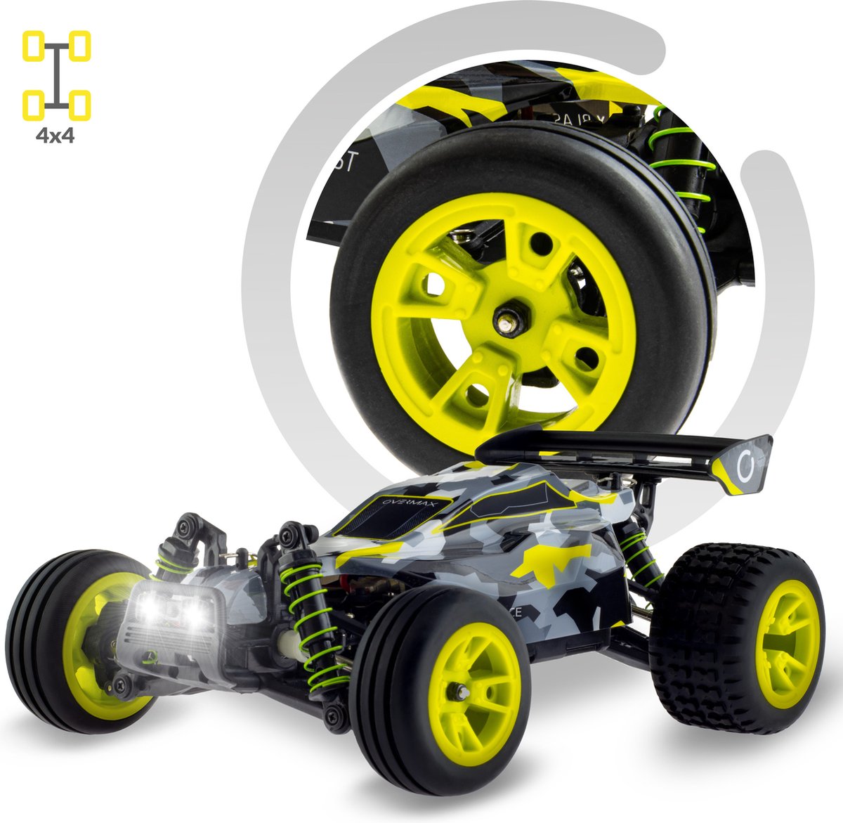 Overmax X-Pace - Bestuurbare Auto - 2 accu’s - 30 km/u - 4x4 - 1:18 - Bereik 100m - Onafhankelijke vering - LED’s - Offroad RC Auto Volwassenen & Kinderen - Afstandsbestuurbare Auto voor Buiten — afbeelding 14