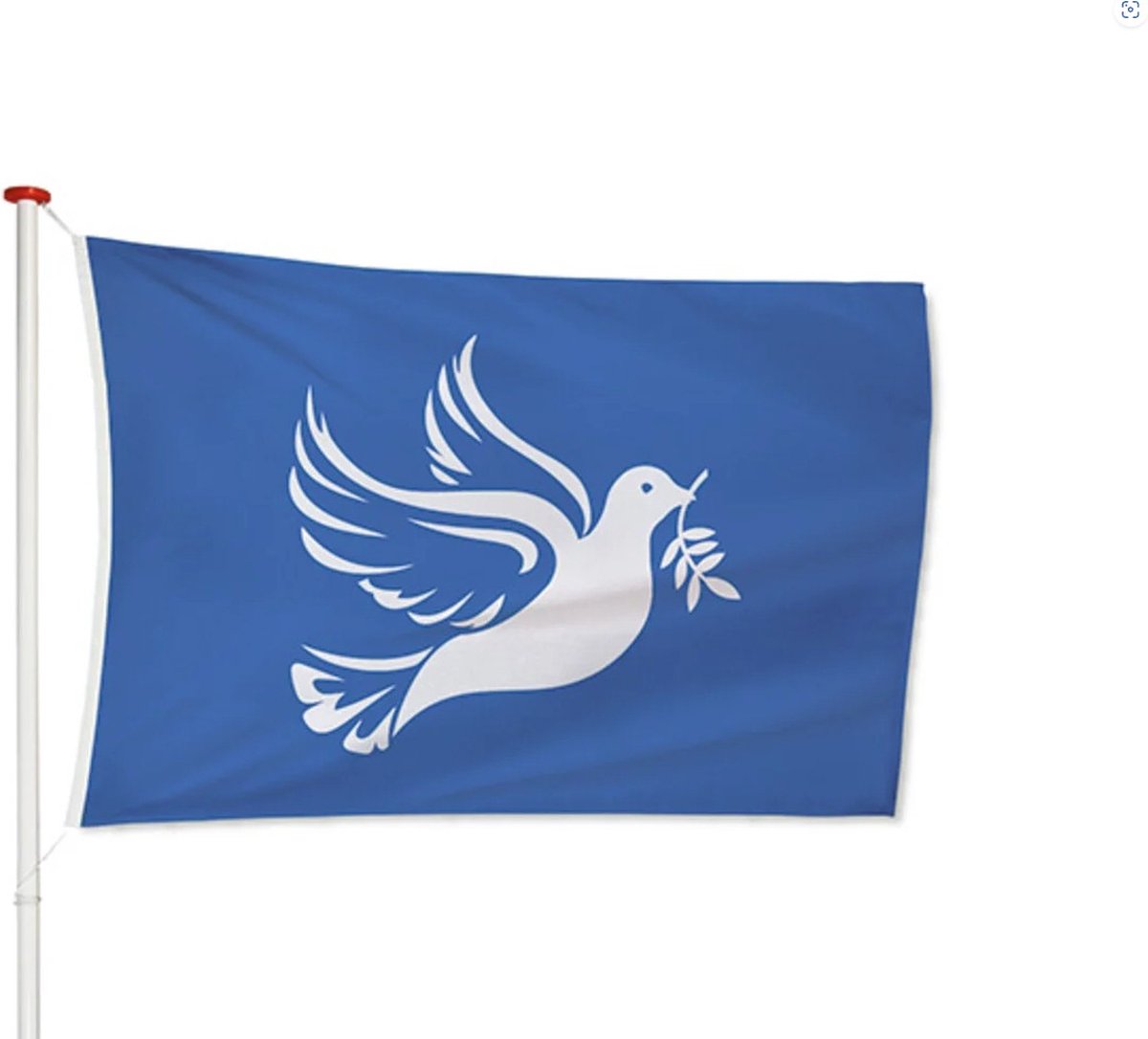 Vredes Vlag voor de vrede | afm. 100x150cm | Polyester | Vredesduif | Vredes vlag geschikt voor vlaggenstok | VlaggenEnMasten.nl