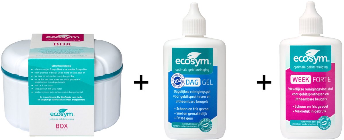 Ecosym Gebitsbakje + Week Gel + Dag Gel - Kunstgebitreiniging - Starter set