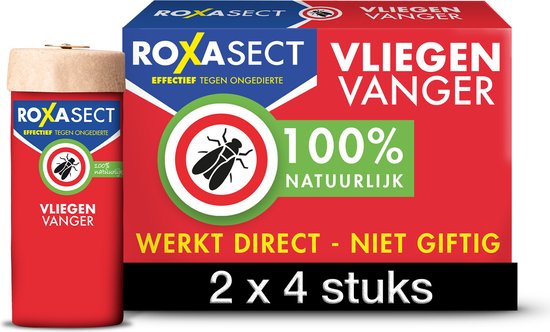 Roxasect vliegenvanger "100% natuurlijk", "Werkt direct - niet giftig", 2x4 stuks.