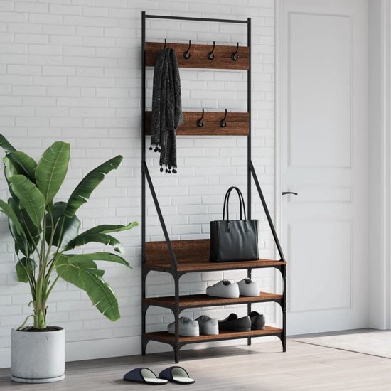 VidaXL Kledingrek met schoenenrek 70x34x184 cm sonoma eikenkleurig - Kantoormeubelen Plus
