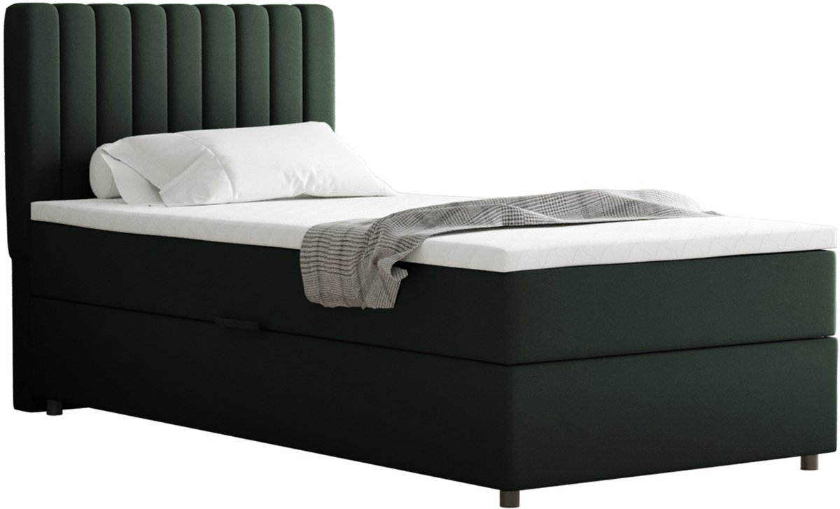 Boxspring Everest 90 x 200 cm tweepersoons met hoogwaardige Bonell-matras en topper
