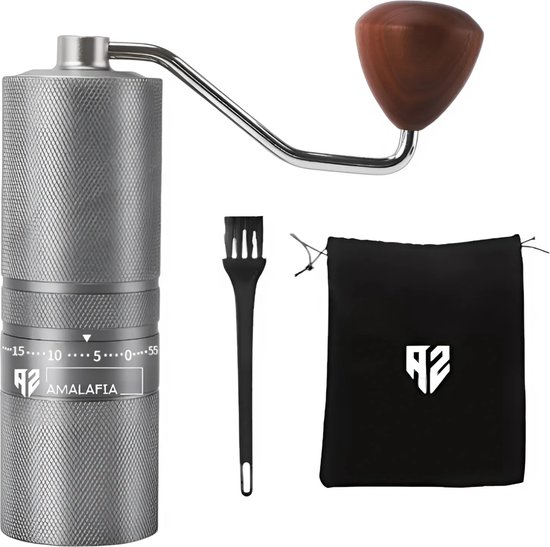 Moulin à café - Moulin à café - Moulin à Coffee - Moulin à café manuel - Moulin à grains - Moulin à grains conique - Grijs - 60 réglages - Amalafia®