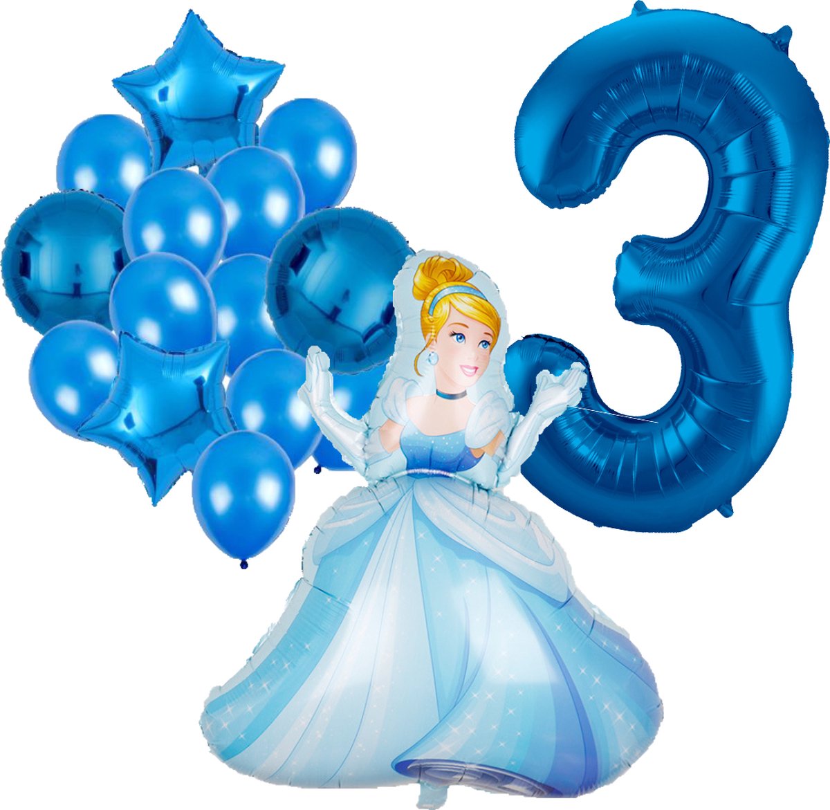 Assepoester ballonnen pakket - 92x67cm - Folie Ballon - Prinses - Themafeest - 3 jaar - Verjaardag - Ballonnen - Versiering - Helium ballon