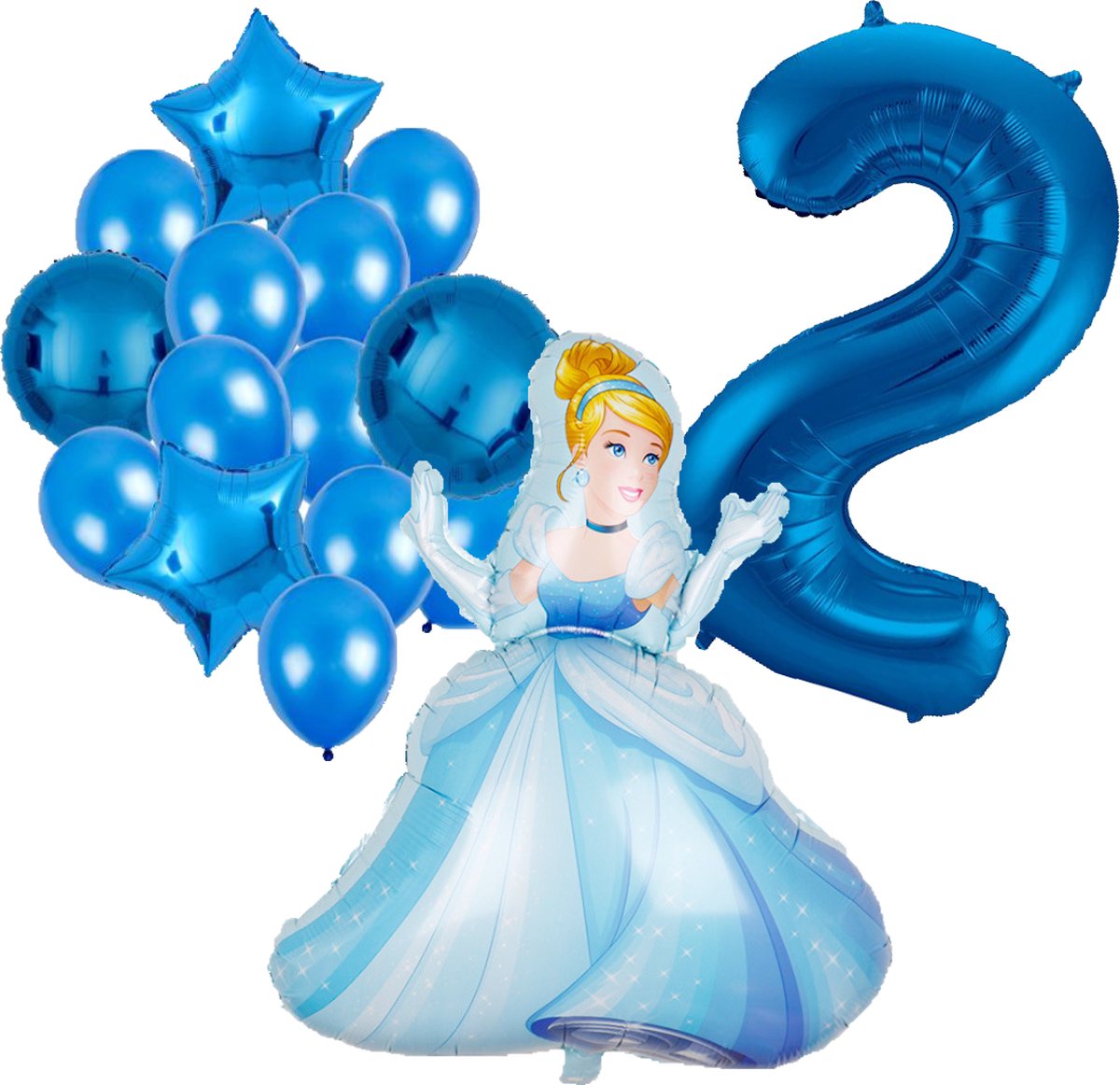 Assepoester ballonnen pakket - 92x67cm - Folie Ballon - Prinses - Themafeest - 2 jaar - Verjaardag - Ballonnen - Versiering - Helium ballon