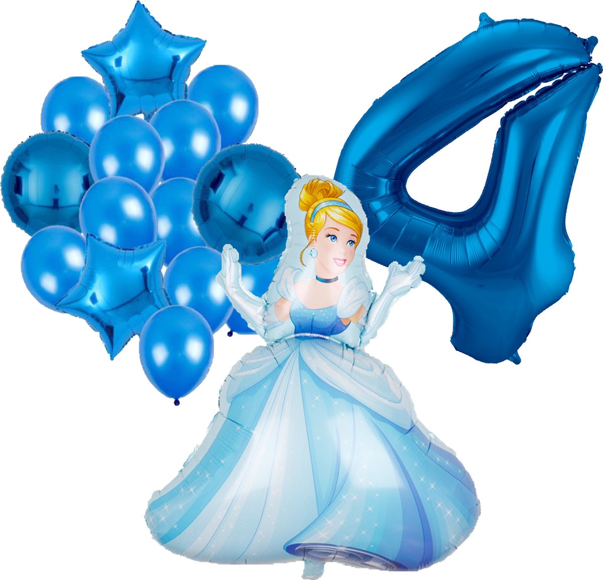 Assepoester ballonnen pakket - 92x67cm - Folie Ballon - Prinses - Themafeest - 4 jaar - Verjaardag - Ballonnen - Versiering - Helium ballon
