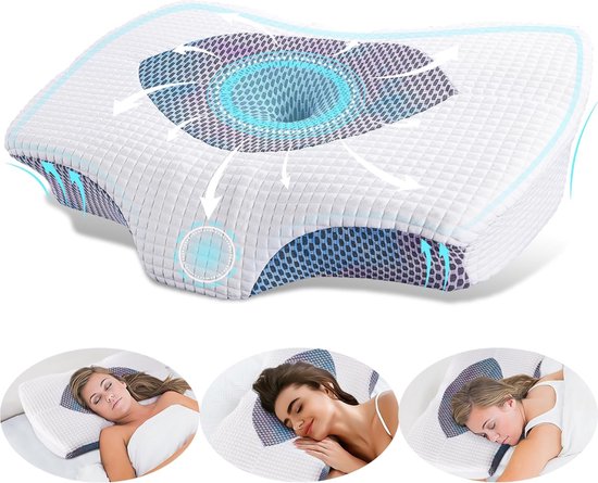 Hoofdkussen tegen Nekklachten - Hoofdkussen - Tegen Nekklachten - Ergonomisch - Zijslaper -Rugslaper