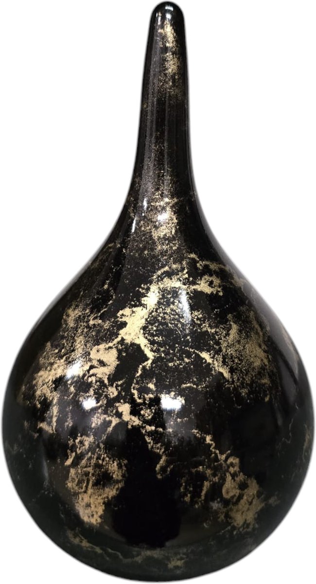 Mini Urn - Druppel - Glas - Zwart, Goud - 200ml
