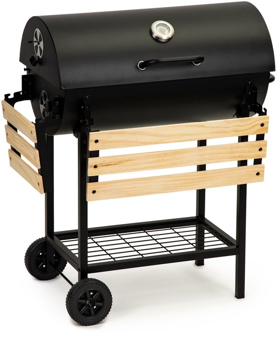 Barbecue met deksel en warmhoud rek - Zwarte metalen BBQ met thermostaat - 104x68x111 cm van BBGRILL — afbeelding 3
