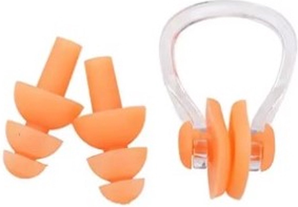 Goedkoopste Jumada's Zwemoordoppen met Neusklem - Oordoppen - Unisex - One Size - Oranje