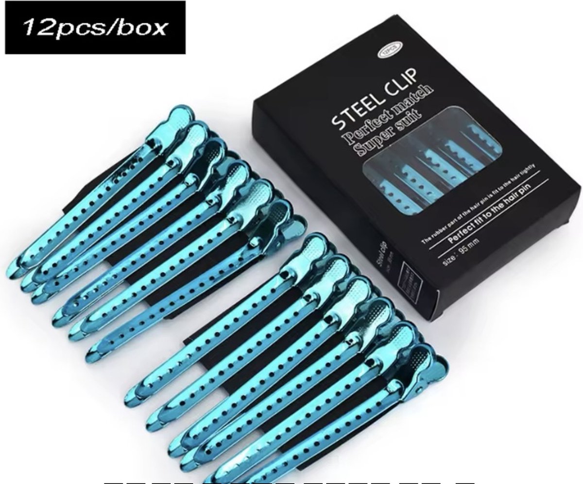 HAARCLIP BLAUW 6 stuks size 95mm