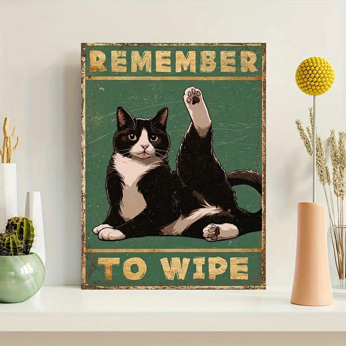 Canvas poster - Kat op toilet - muurposter - binnenposter - katten- Toilet poster - muur poster - Kado - Zonder lijst - Posters - Vintage posters - Trendy