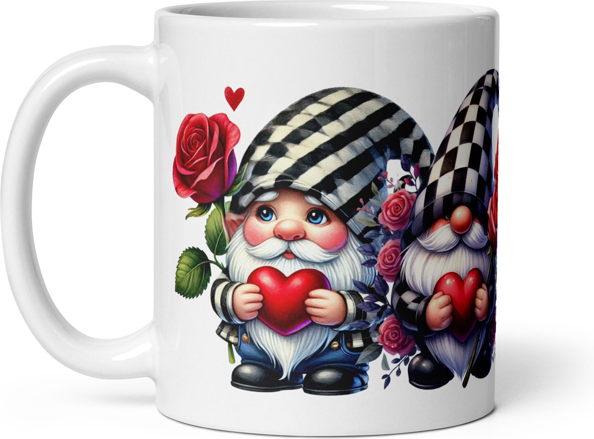 Beker Romantische Gnomen - Schattige Koffiemok Valentijn Gnoom - Cadeau Valentijnsdag