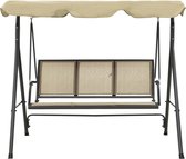 Bol.com vidaXL Schommelbank met Luifel - Antraciet & Zand Schommelbank - Tuinbank - Lounge Set - Balkon Meubilair - Outdoor Furn... aanbieding