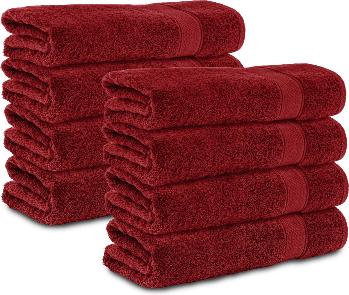 Komfortec 8x Handdoek 70x140 - 100% Katoen – Handdoekenset - Zacht - Poollicht Rood