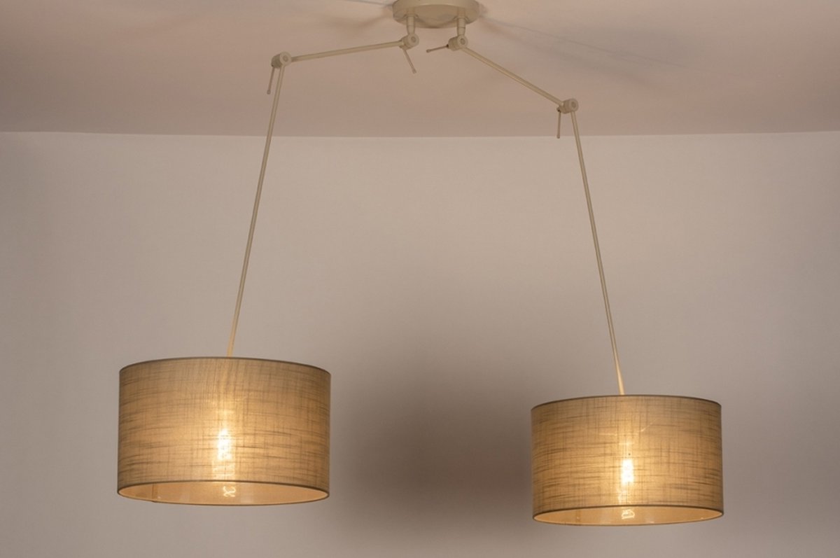 Lumidora Hanglamp 31146 - MYKONOS - 2 Lichts - E27 - Beige - Taupe - Zand - Metaal
