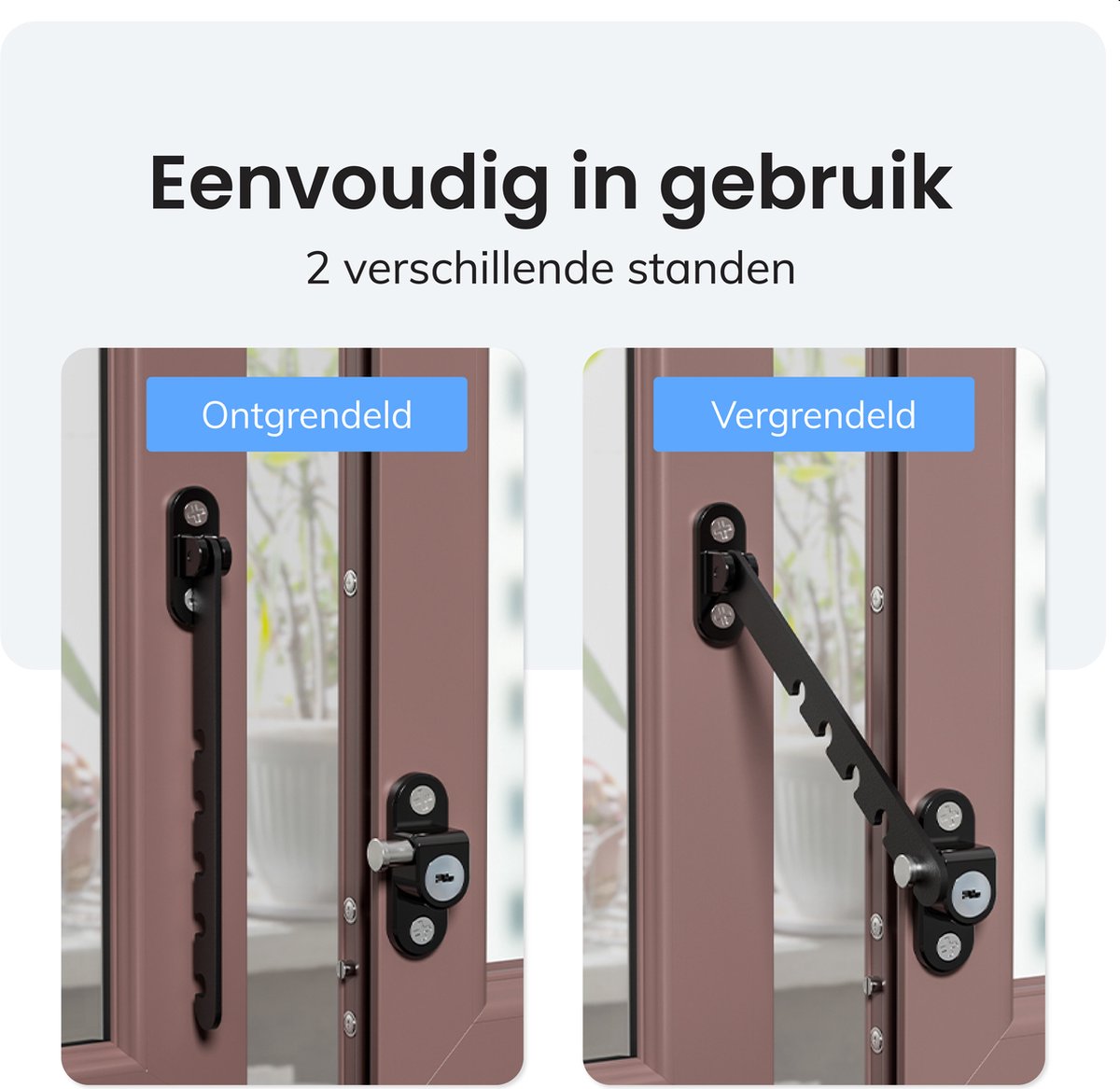 XFORT® 4-pack witte afsluitbare raambegrenzer met sleutel