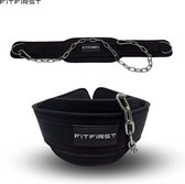 FitFirst Dip Belt | Robuuste Dip Riem met 110 cm Extra Lange Ketting | Dip Gordel voor Fitness, Crossfit en Calistenics