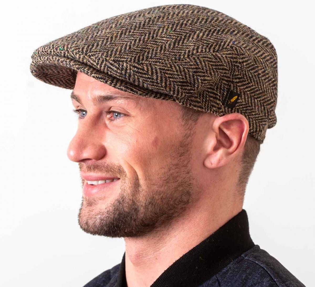 Hatman of Ireland The Dubliner 100% Donegal Tweed beige / bruin Visgraat maat 2XL (62-63cm)