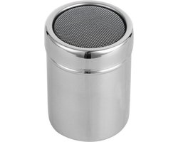 Q-time premium Barista Cacao poeder strooier met fijne zeef - Strooibus - 5 x 7 cm - RVS zilver