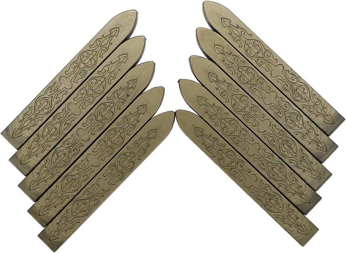 10 stuks retro coreless pijl patroon zegellaksticks - zonder wieken - voor enveloppen en huwelijksuitnodigingen - groen goud .