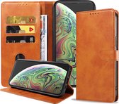 Geschikt voor iPhone Xs Max Telefoonhoesje Kunstleer met Magnetisch lipje en Pasjeshouder Book Case met Klepje - Bruin - Smartphonica geschikt voor iPhone Xs Max