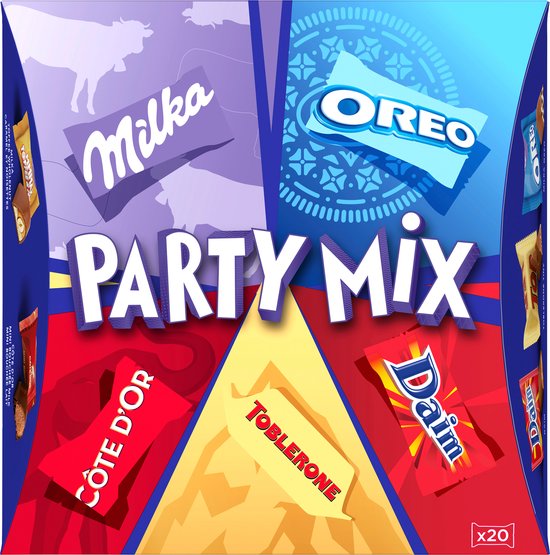 Milka Party Mix Chocolade Assortiment 18 Chocolaatjes - 8 x 159g - Daim, Milka Oreo White, Côte d'Or Mini Bouchée Melk, Toblerone Tiny, Milka Oreo, Milka Toffee Wholenut - Bonbons en Pralinés