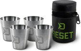 Set de voyage 4 x Verres à shot en acier inoxydable dans un étui 30 ml Set de verres à shot Réinitialiser Verres à Shot incassables