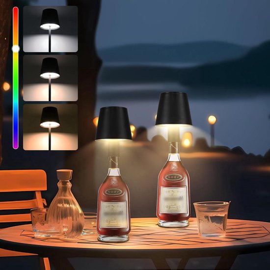 Draadloze Flessenlamp, Led-flesverlichting Voor Drankflessen Oplaadbare Wijnflesverlichting Rgb Blac