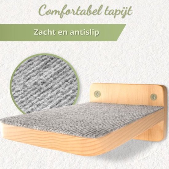 WOOWOOD Klimwand Katten Set Van 3 - XL Kattentrap Muur Met Antislip & Hoge Draagkracht